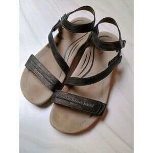 Aetrex Sandals EU 39 US 8.5 Gabby Ankle Strap Black/Gray Casual Comfort Flat